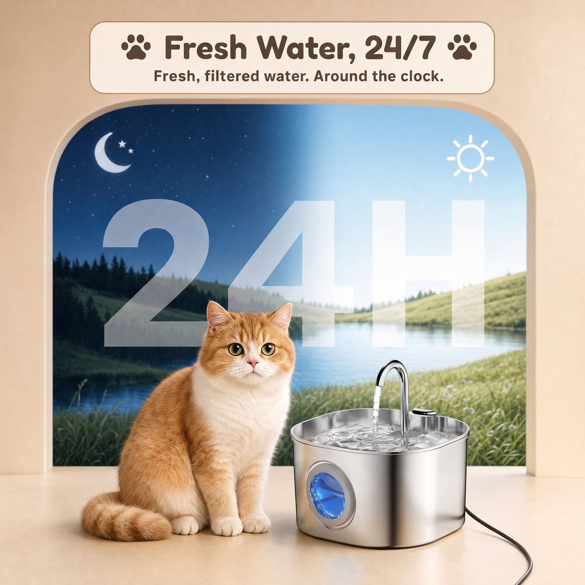 ORVANE Flow™ — Stainless Steel Cat Water Fountain